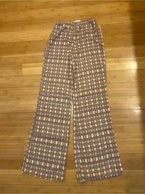 Honey Punch Boho Aztec Print Wide Leg Flare Pants 70s Hippie M